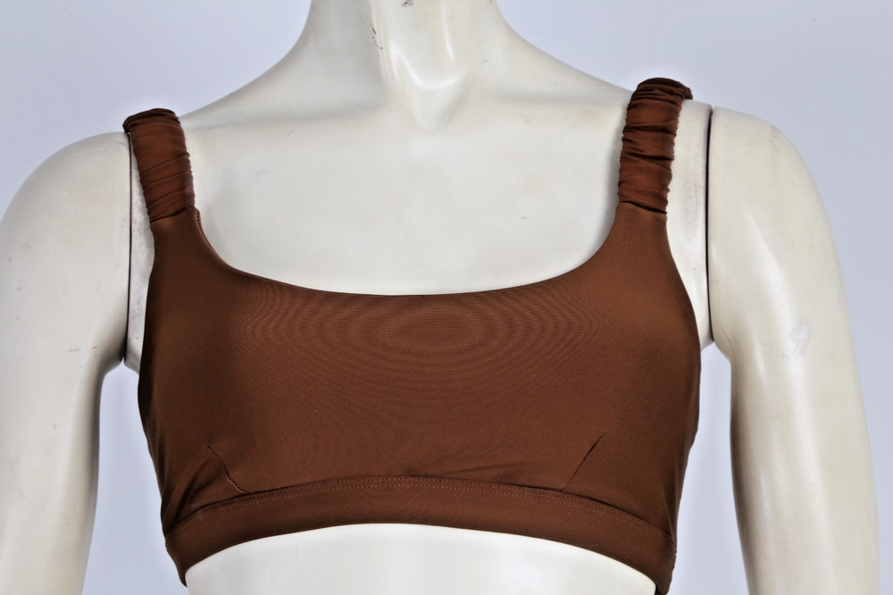 ALO YOGA Brown Ruched Strap Sports Bra Crop Top Activewear Size XS